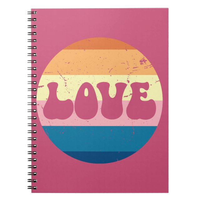 Carnet Typographie D'Amour Rétro Sur Les Rayures De Couch (Devant)