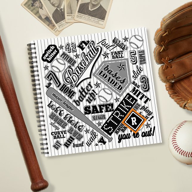 Carnet Typographie de baseball Black White Stripes ID770 (Créateur téléchargé)