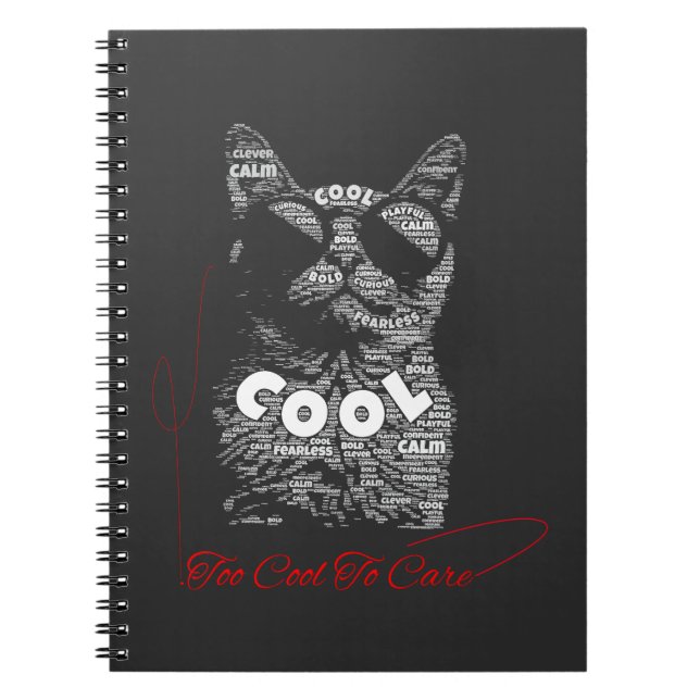 Carnet Typographie de chat Too Cool To Care (Devant)