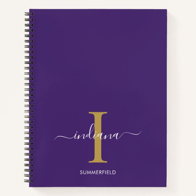 Carnet Typographie de script monographique Purple Personn (Devant)
