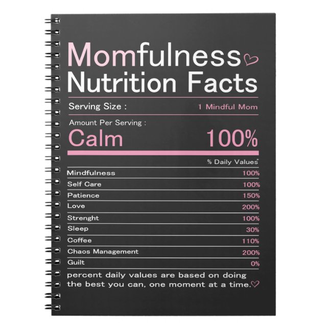 Carnet Typographie des faits nutritionnels de la pleine c (Devant)