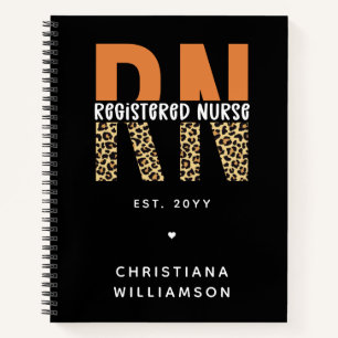Carnet Typographie du léopard de l'infirmière autorisée