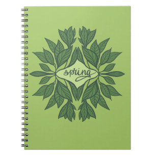 Carnet Typographie esthétique Feuille du printemps vert