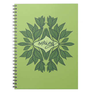 Carnet Typographie esthétique Feuille du printemps vert