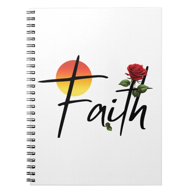 Carnet Typographie Faith Black avec rose (Devant)