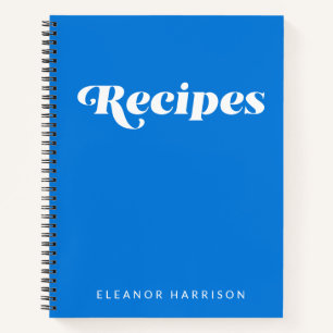 Carnet Typographie minimaliste moderne Retro Recette bleu