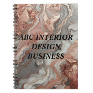 Carnet Typographie moderne à texture de marbre argent ros
