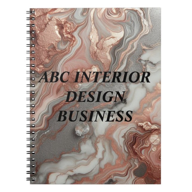 Carnet Typographie moderne à texture de marbre argent ros (Devant)