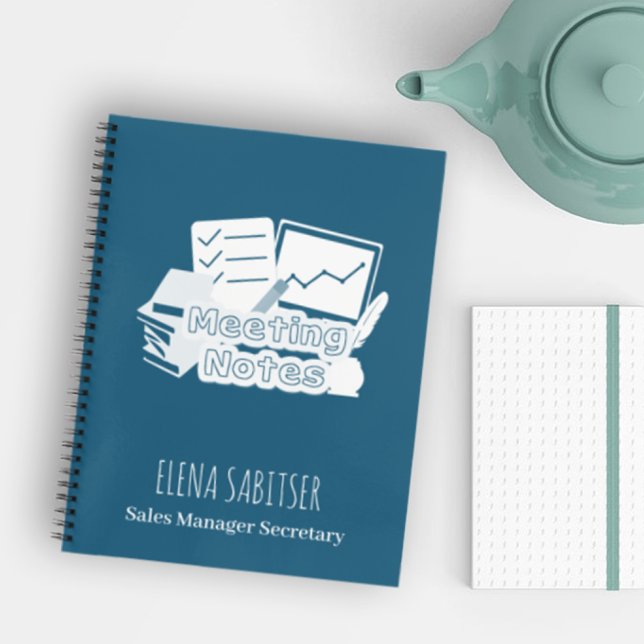 Carnet Typographie moderne Cadet Blue Notes de réunion (Créateur téléchargé)