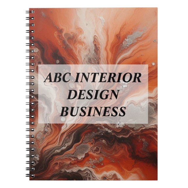 Carnet Typographie moderne en marbre orange argent terrac (Devant)