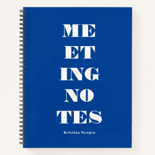 Carnet Typographie moderne et grasse Notes de réunion ble