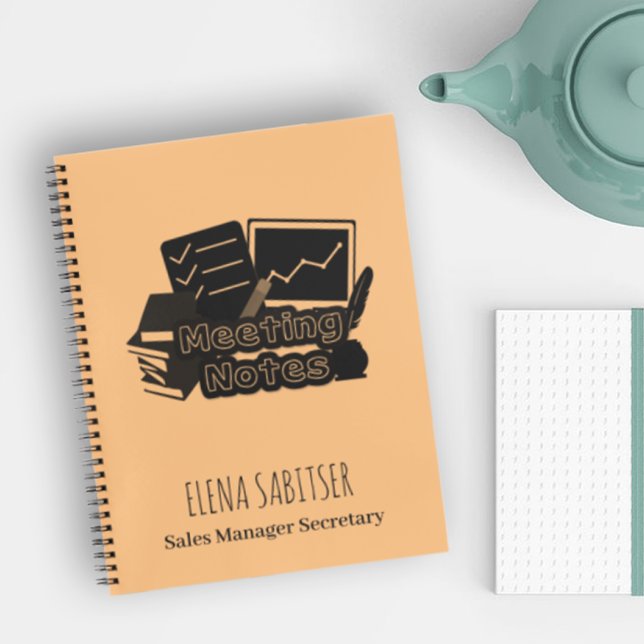 Carnet Typographie moderne Nom personnalisé Notes de réun (Créateur téléchargé)