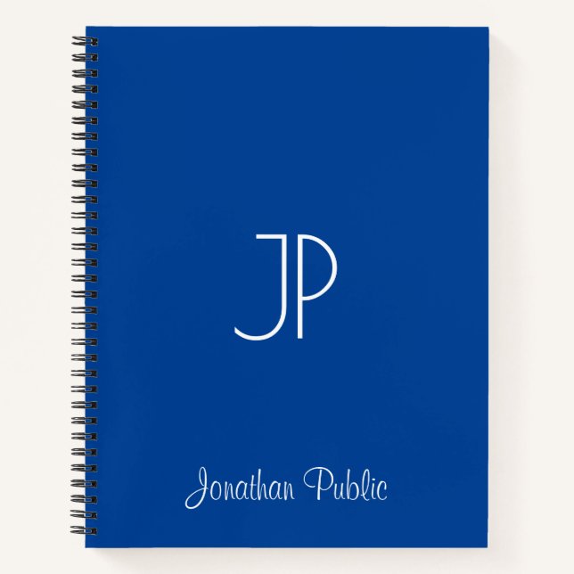 Carnet Typographie Nom Modèle Monogram Deep Blue (Devant)