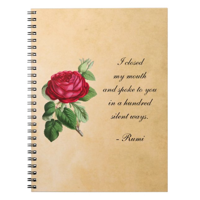 Carnet Typographie poétique des citations de Rumi avec Ro (Devant)