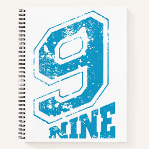 Carnet Typographie Rétro Minimaliste bleu Numéro Neuf