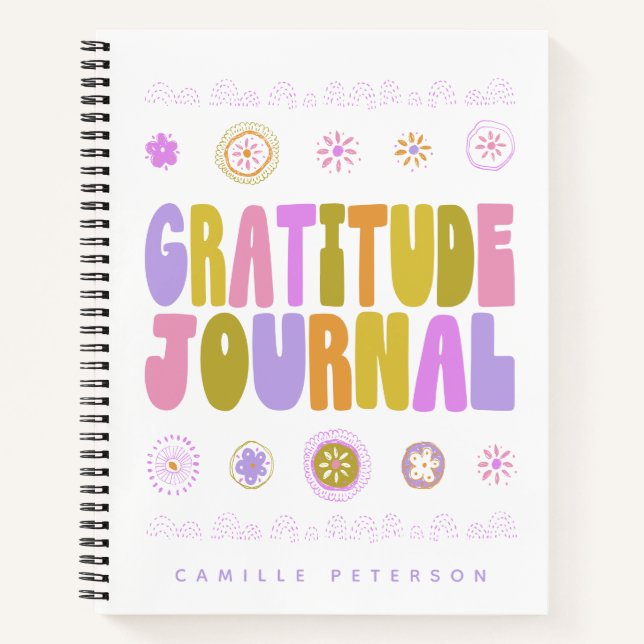 Carnet Typographie Super colorée Gratitude personnalisée (Devant)