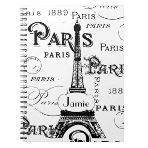 Carnet Typography Calligraphy Paris France Eiffel Tower