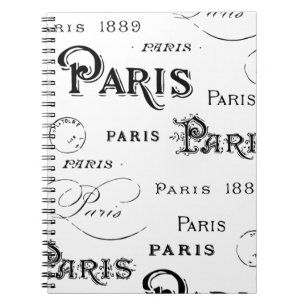 Carnet Typography Calligraphy Paris France Eiffel Tower