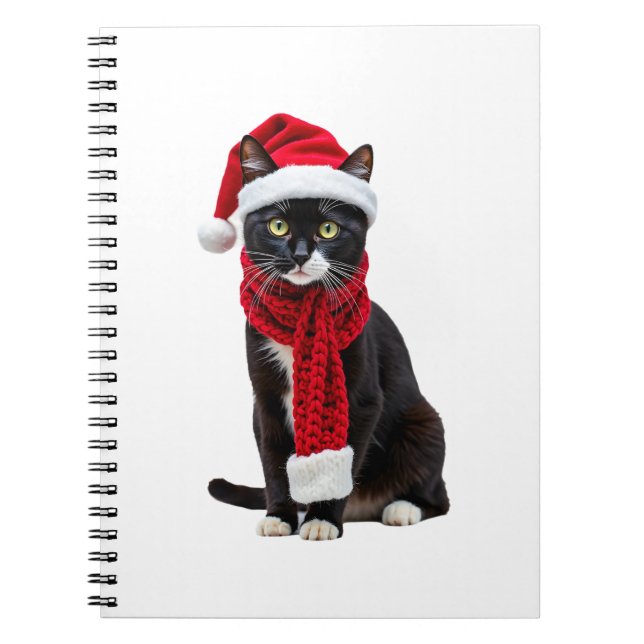 Carnet Ugly Christmas Black Cat Santa Hat Scarf Holiday C (Devant)