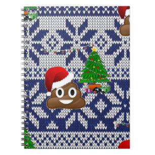 Carnet ugly Christmas sweater poop emoji