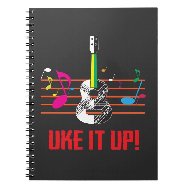 Carnet Uke il avec les notes musicales ! Musicien (Devant)