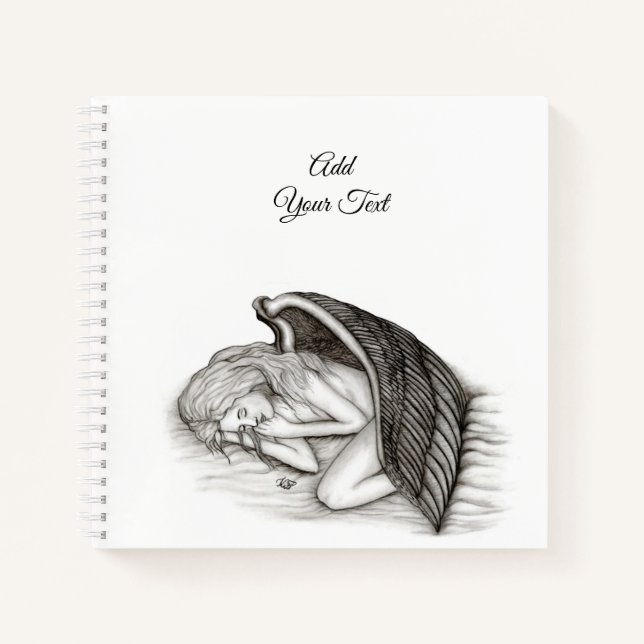 Carnet Un Angel endormi, noir et blanc (Devant)