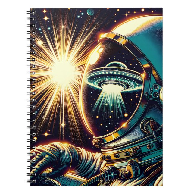 Carnet Un astronaute avec la réflexion d'un OVNI (Devant)