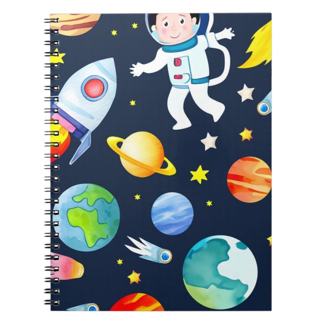 Carnet Un astronaute dans les planètes spatiales et Motif (Devant)