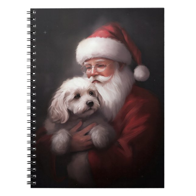 Carnet Un caniche au Père Noël Festif (Devant)