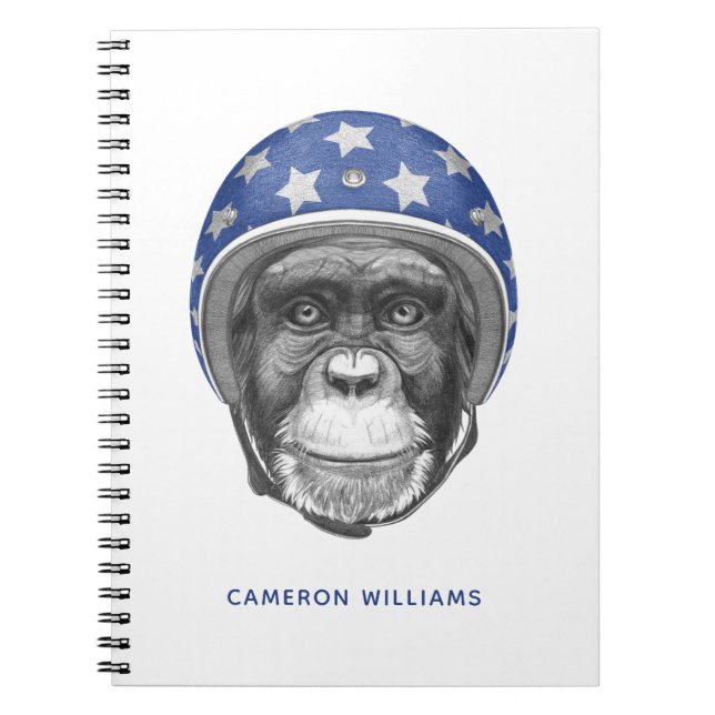Carnet Un cavalier de moto de chimpanzé | ajoutent votre (Devant)