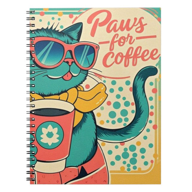 Carnet Un chat de dessin animé de style rétro en verre de (Devant)