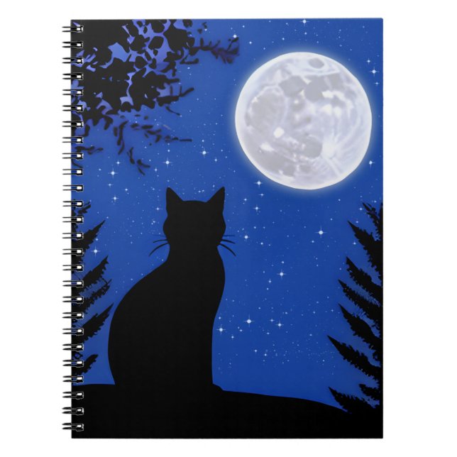 Carnet Un chat qui regarde à la Pleine lune (Devant)