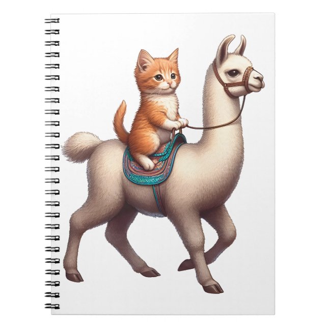 Carnet Un chaton câlin chevauchant un lama duveteux, Chat (Devant)