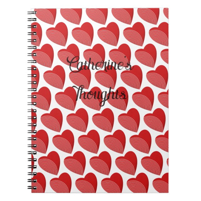 Carnet Un coeur rouge rayé (Devant)