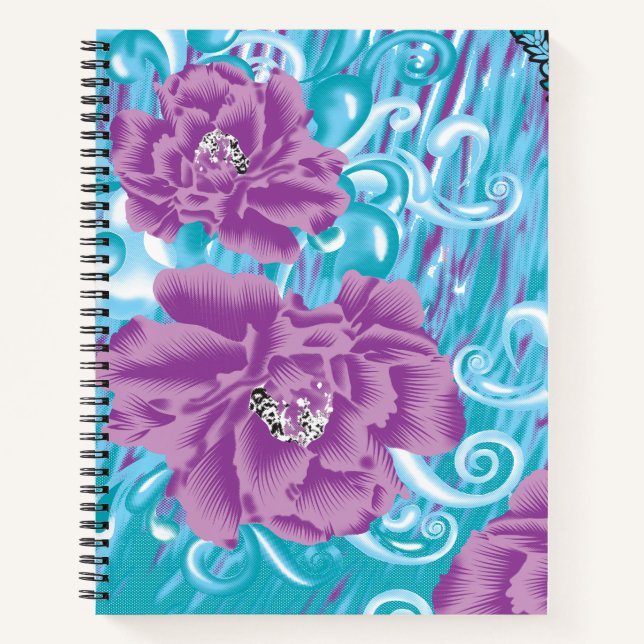 Carnet Un design textile dynamique avec violet et turq (Devant)