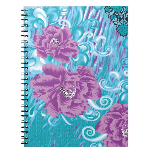 Carnet Un design textile dynamique avec violet et turq (Devant)