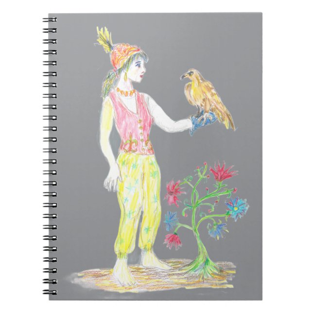Carnet Un dessin au crayon de couleur d'une femme (Devant)