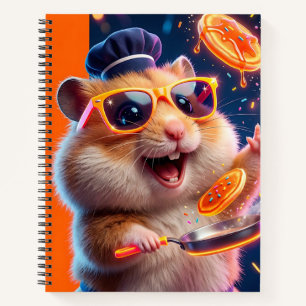 Carnet Un hamster joyeux portant un chapeau de chef bleu 