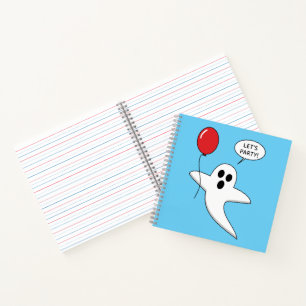 Carnet Un joli fantôme de dessin animé avec un ballon rou