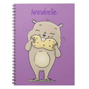 Carnet Un joli hamster souriant avec un dessin animé d'ar