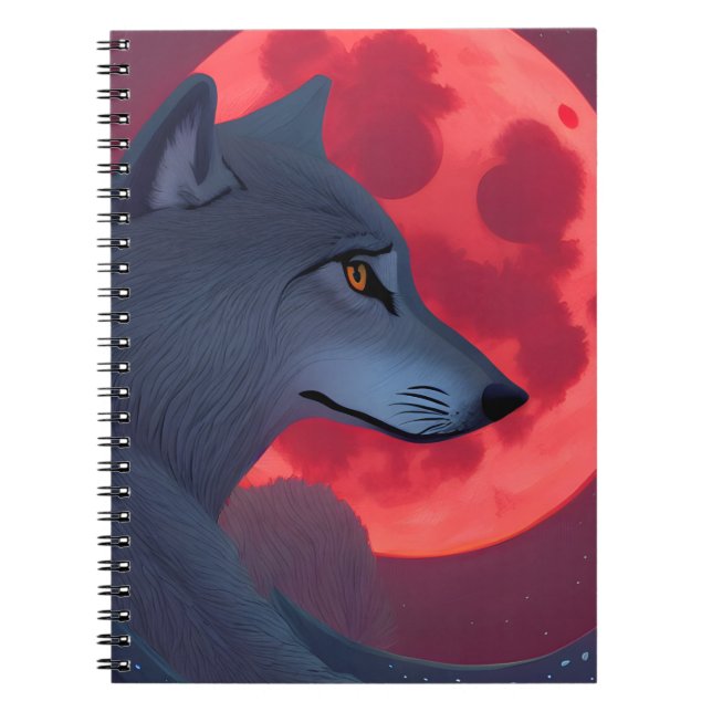 Carnet Un loup gris qui s'attarde sur une lune de sang (Devant)