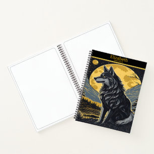 Carnet Un loup solitaire hurle sous le clair de lune