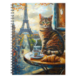 Carnet Un matin à Paris Chat tigré dans un café