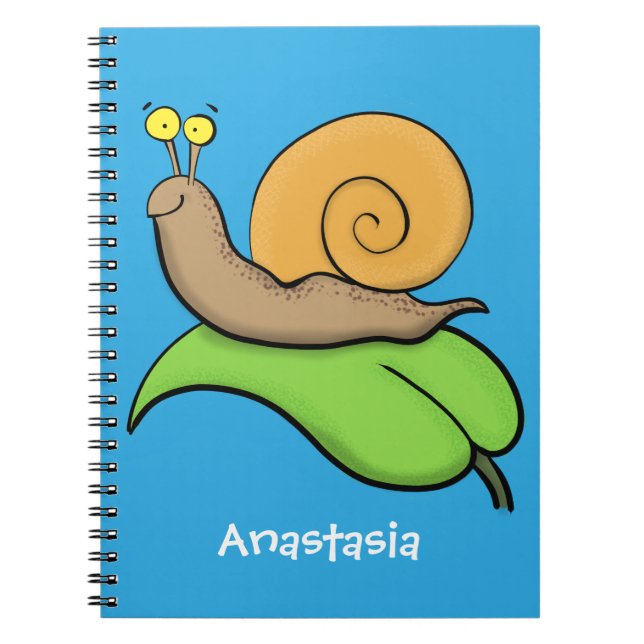 Carnet Un mignon escargot heureux sur une illustration d' (Devant)