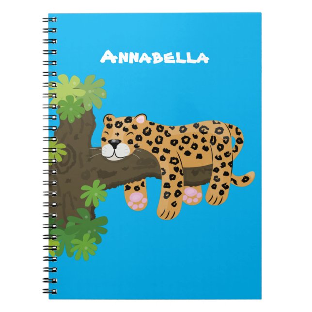 Carnet Un mignon léopard dormant dans un arbre dessin ani (Devant)