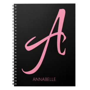 Carnet Un monogramme rose personnalisé