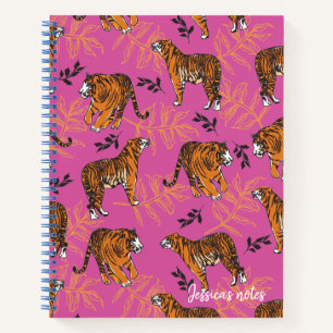 Carnet Un Motif de tigre bizarre sur le rose vif