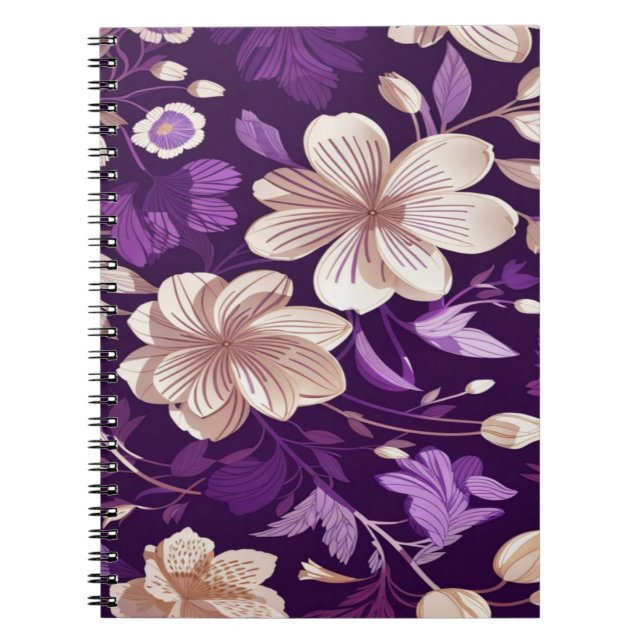 Carnet Un motif floral avec fond violet (Devant)