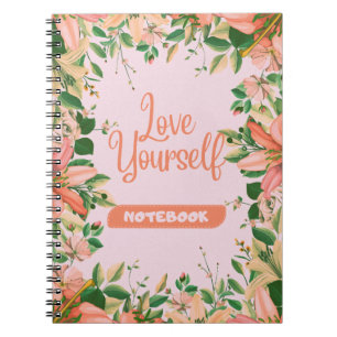 Carnet Un motif floral avec un texte d'amour