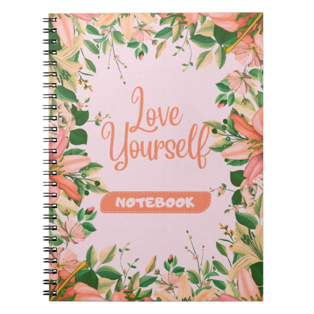 Carnet Un motif floral avec un texte d'amour (Devant)